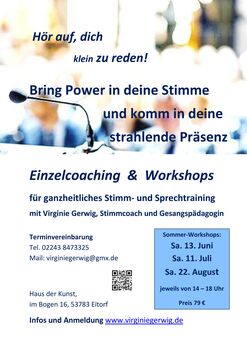 Ganzheitliches Stimm- und Sprechtraining, Virginie Gerwig  www.virginiegerwig.de, Stimmbildung, Eitorf