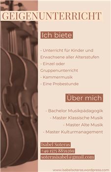 Geigenunterricht für Kinder und Erwachsene aller Altersstufen, Isabel Soteras Valenti, Geige, Freiburg