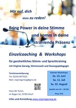 Ganzheitliches Stimm- und Sprechtraining, Virginie Gerwig  www.virginiegerwig.de, Stimmbildung, Eitorf